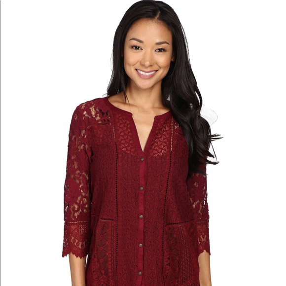 Lucky Brand Tops - Lucky Brand lace maroon red top